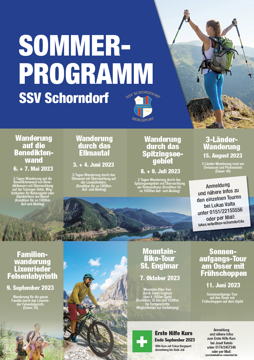 Sommerprogramm SSV Bergsport 2023